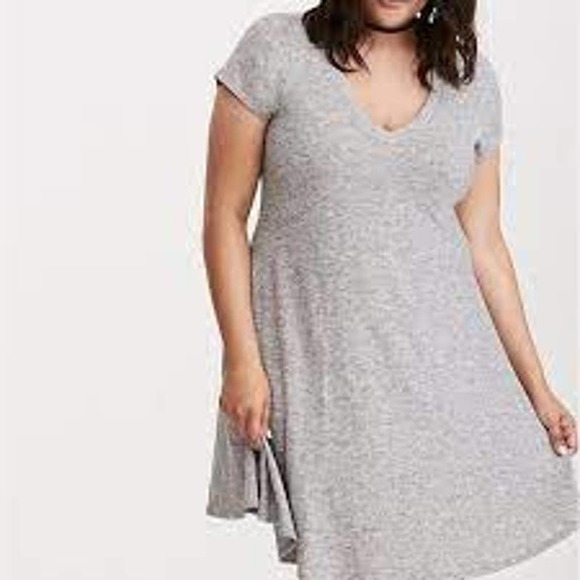 Torrid Hacci Knit Trapeze Dress in Heather Gray 1 14/16 - Picture 2 of 10